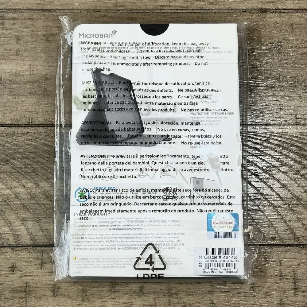 NEW Speck Balance Folio Case for TCL Tab 8 SE Black Protective Cover 4614S